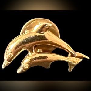 2 Dolphins, gold-tone, Lapel Pin or Tie Tack